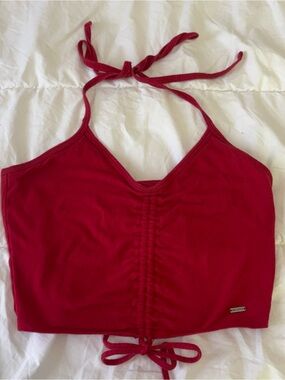 Hollister Red Ruched Halter Crop Top